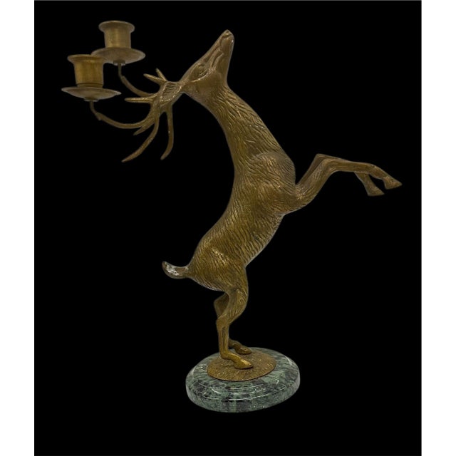 Mid Century Brass Candle Holder Stag Animal Deer Brass Metal Petites Choses Sculpture For Sale In Los Angeles - Image 6 of 10