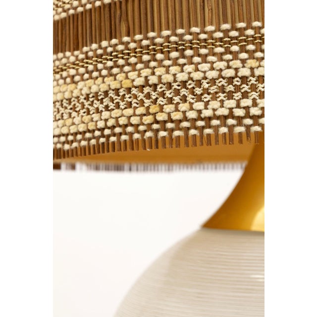 Mid 20th Century Threaded Glass Sphere Table Lamp With Handwoven Maria Kipp Shade For Sale In Detroit - Image 6 of 7