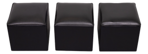 Black Faux Leather Cube Ottomans, Holland, 1960s, Set of 3
