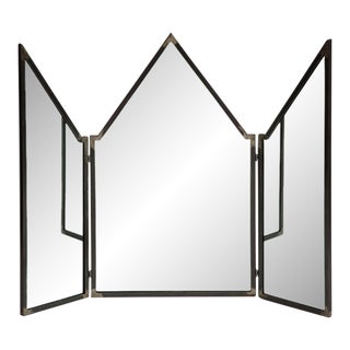 Mario Villa Patinated Iron Folding Mirror With Three Panels For Sale