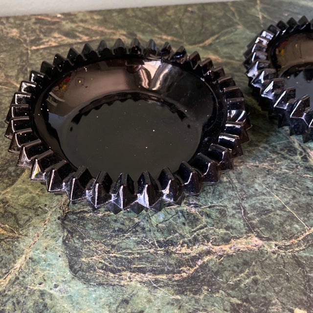 Art Deco Vintage Black Depression Glass Ashtrays - a Pair For Sale - Image 3 of 5