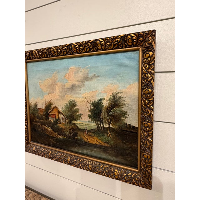 Sky Blue 19th Century Oil on Canvas For Sale - Image 8 of 8