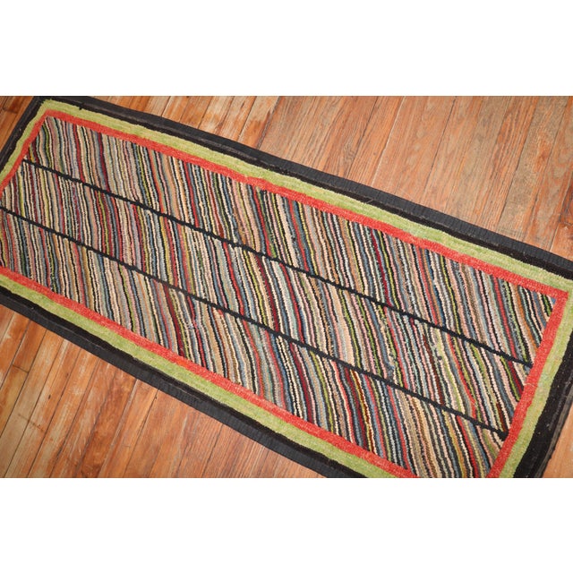 Mid-Century Modern Antique American Hooked Rug - 2' x 5'1" For Sale - Image 3 of 8