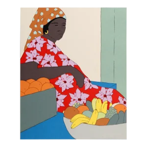 Woman With Fruit, Robert Lider Lithograph on Paper