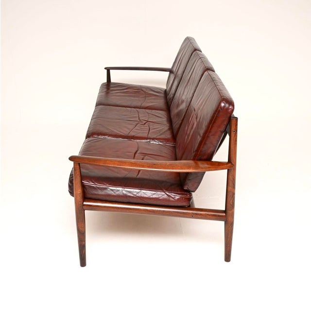 Grete Jalk Vintage Danish Leather Sofa by Grete Jalk for France and Son, 1960 For Sale - Image 4 of 11