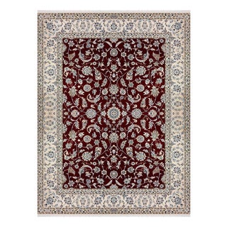 Hand-Knotted Middle Eastern Nain Rug in Wool & Silk For Sale