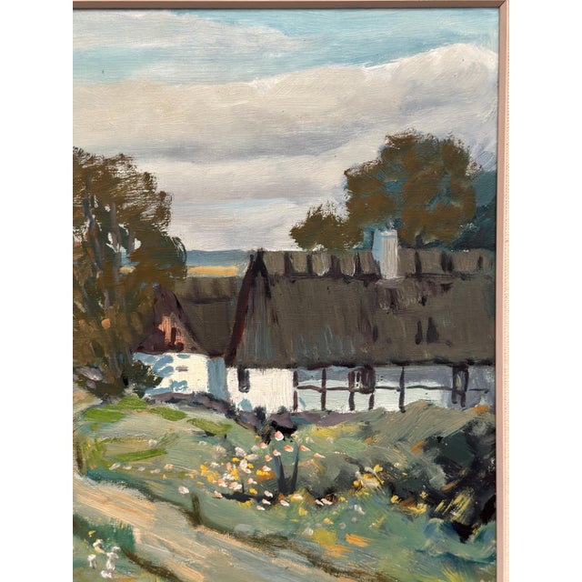 Hjalmar Lindblom, Farms with Grazing Cows, 1950s, Oil on Canvas, Framed For Sale - Image 10 of 11