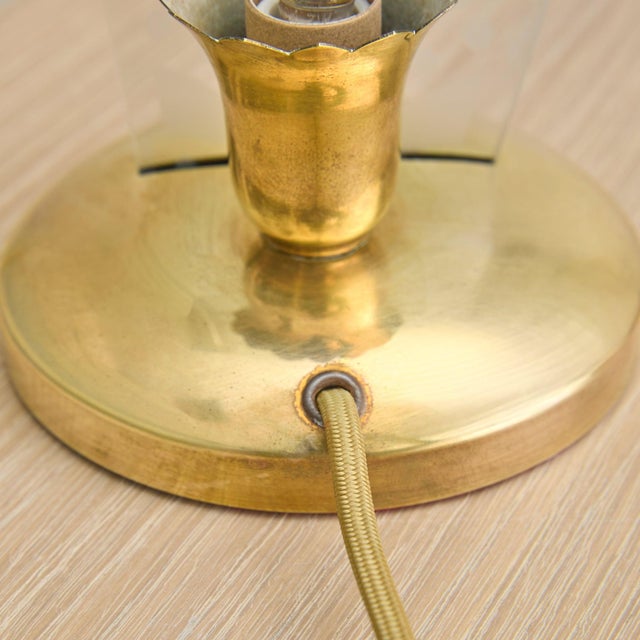 1950s Petite Italian Brass + Murano Glass Table Lamp - 2 Available For Sale - Image 12 of 13