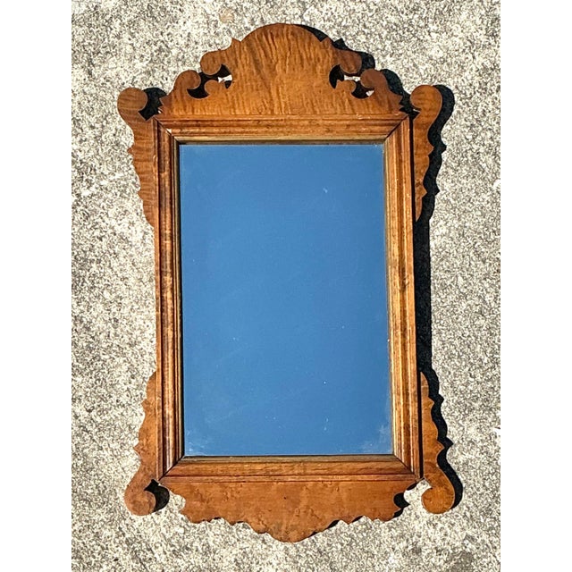 Brown Vintage Chippendale Burl Wood Mirror For Sale - Image 8 of 12