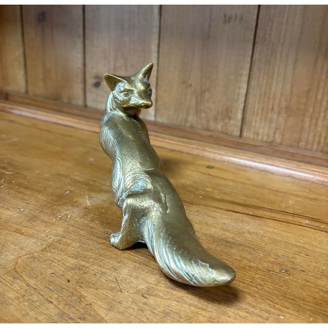 Vintage Brass Fox Figure For Sale - Image 4 of 5