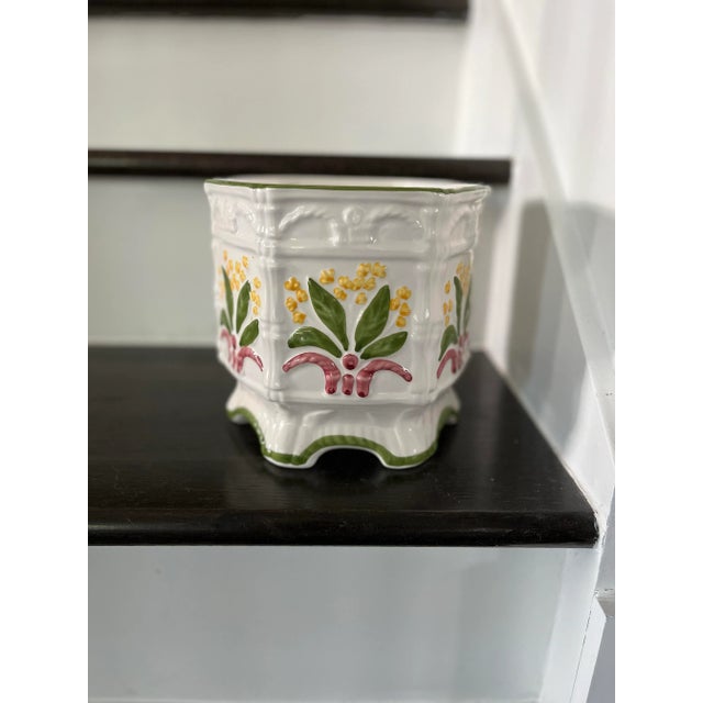 Vintage Portuguese Lily of the Valley Hand-Painter Cachepot/Planter For Sale In Houston - Image 6 of 9