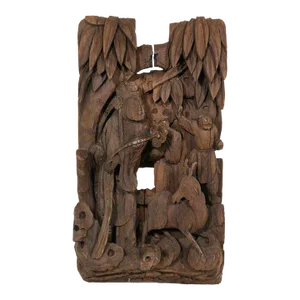 19th Century Antique Chinese 3d Wood Carving Panel