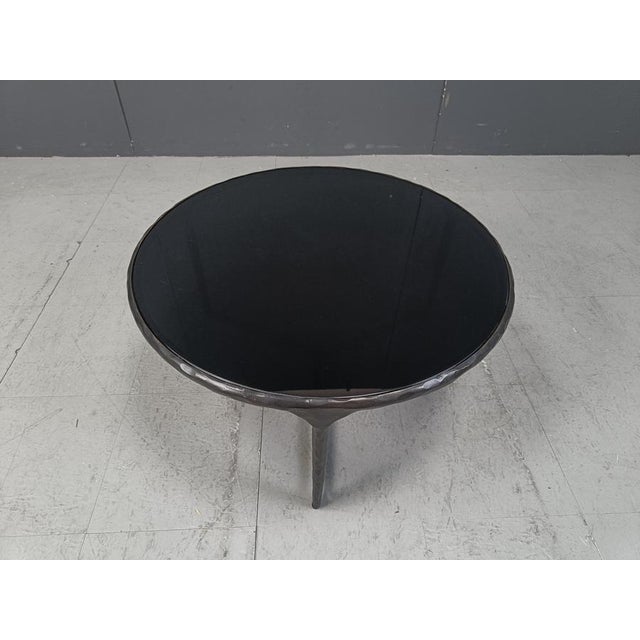 Brutalist Round Sculpted Steel Coffee Table, 1970s For Sale - Image 10 of 13