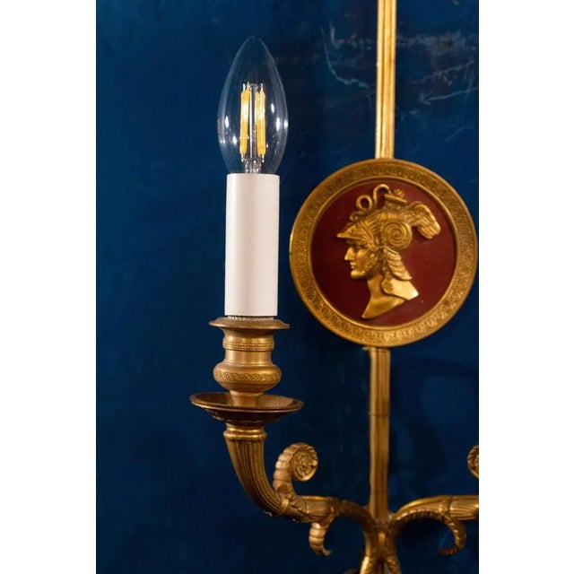 Late 19th Century Neoclassical Bronze 2-Light Wall Sconces, 1880s, Set of 2 For Sale - Image 5 of 12