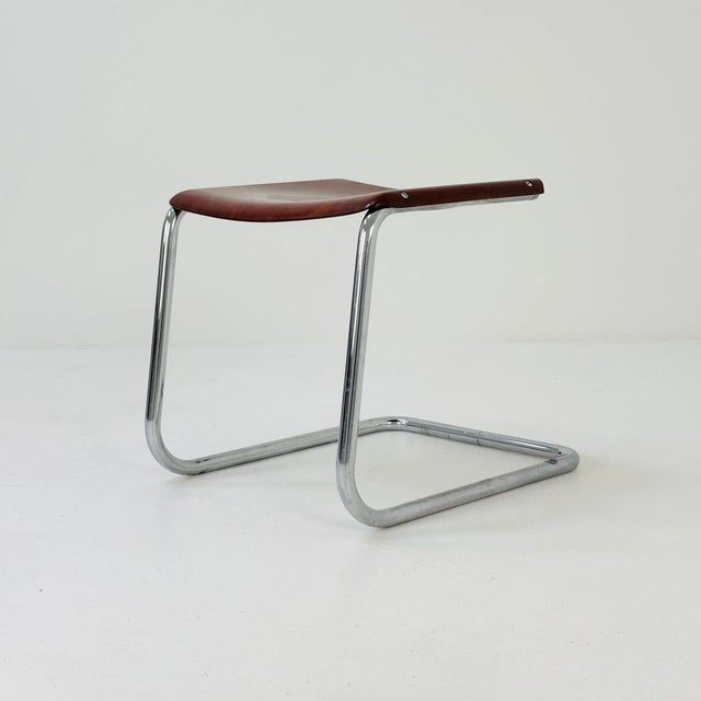 Mid century Bauhaus B37 stool designed by Mart stam for Bremshy 1960s Mart Stam B37 stool with seamless chromed tubular...