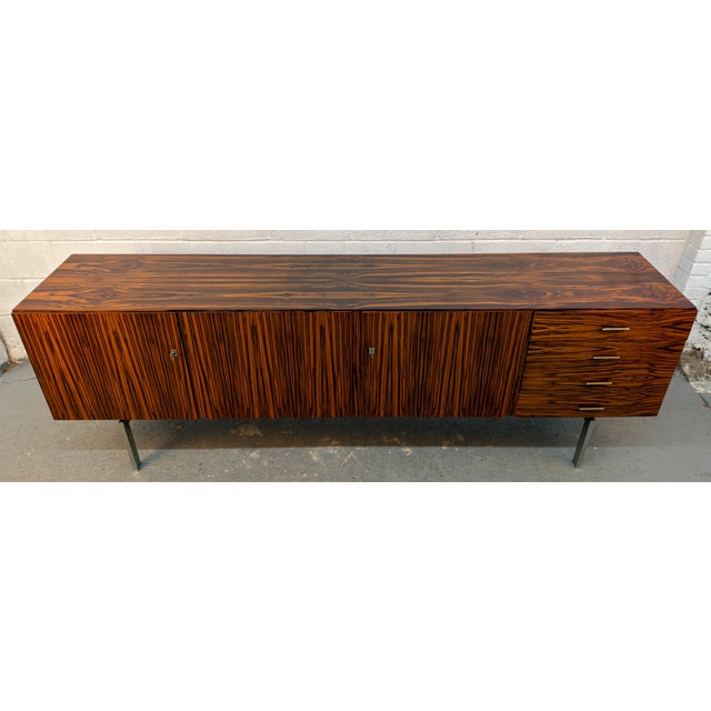 Mid-Century Modern Vintage Mid-Century Modern Gabonese Ebony and Metal Sideboard For Sale - Image 3 of 17