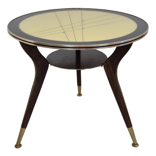 Rockabilly Round Coffee Table with Glass Top, 1960s For Sale