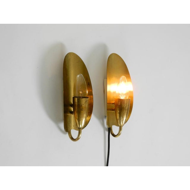 Metal Mid-Century Modern Brass Wall Lamps, 1950s, Set of 2 For Sale - Image 7 of 18
