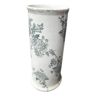 Early 1900s Maddocks Lamberton Works Royal Porcelain Umbrella Cane Stand - Green Floral Motif For Sale