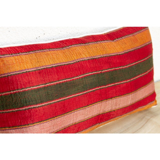 Indian Patan Striped Mashru Lumbar Pillow For Sale - Image 3 of 6