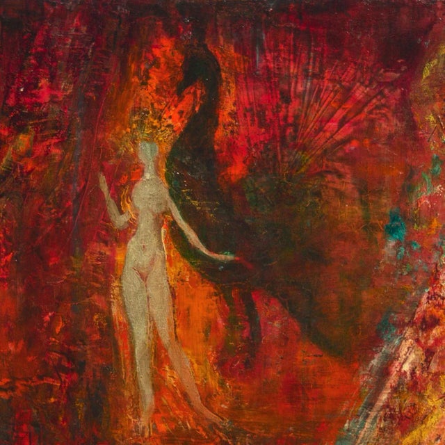 'Transcendentalist Figural Oil' by Marguertie Bordet, Paris, Académie De La Grande Chaumière, Geneva For Sale - Image 9 of 11