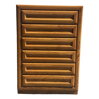1960s Mid Century Style Oak 6 Drawer Dresser - Bassett Wooden Highboy For Sale