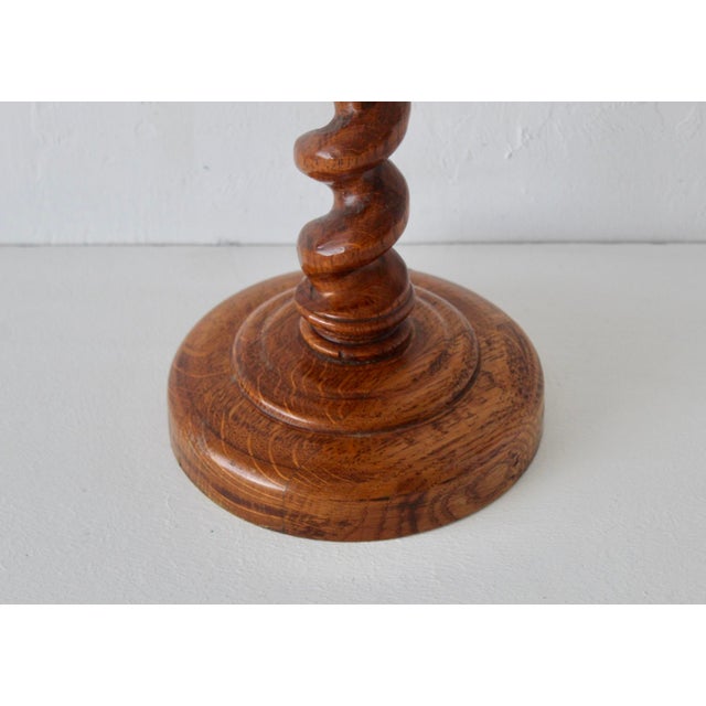Vintage French Style Barley Twist Wood Side Table Pedestal Mid-Century For Sale In Miami - Image 6 of 18