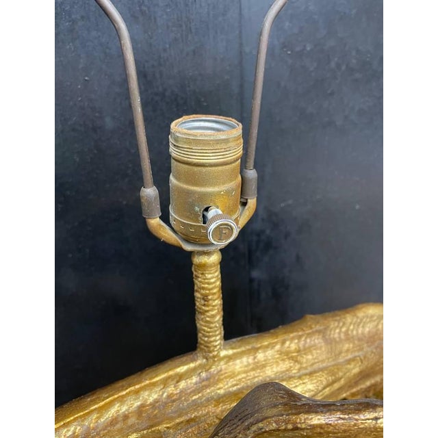 Wood Mid 20th Century Mid-Century Modern Sculptural Gold Gilded Driftwood Table Lamp For Sale - Image 7 of 13