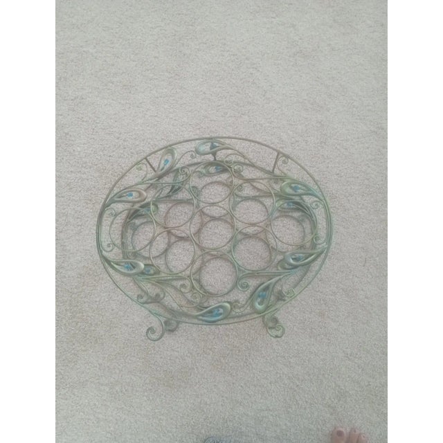 1970s Exquisite Art Noveau Brushed Metalware Round Wine Holder For Sale - Image 4 of 5