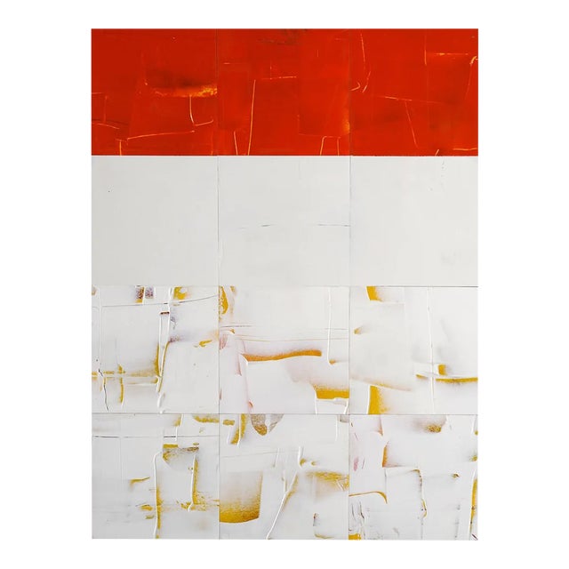 Contemporary Abstract Acrylic on Paper Mounted on Wood Panel Painting "Warning Signs" by Matthew Langley For Sale