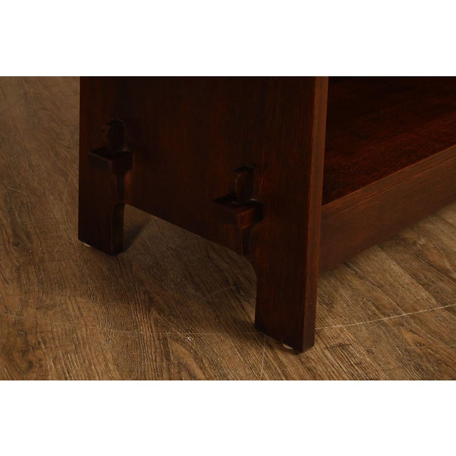 Wood Stickley Mission Collection Oak Open Bookcase Shelf Cabinet For Sale - Image 7 of 18