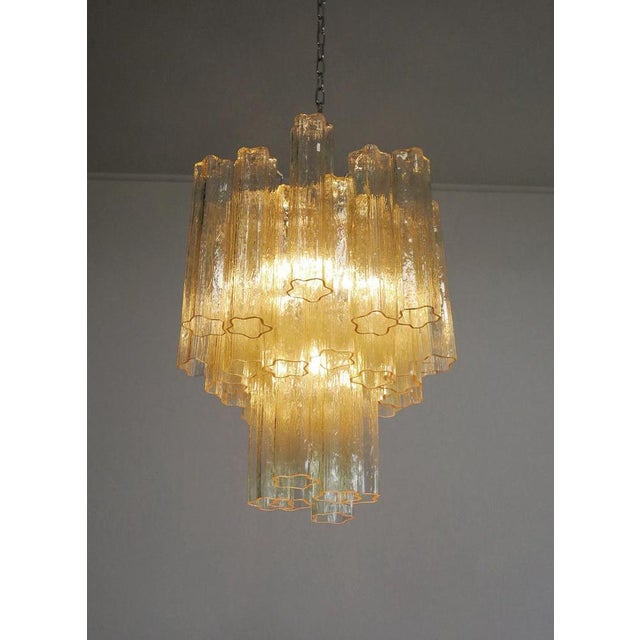 1970s Tube Chandeliers in Gold Murano Glass, 1970s, Set of 3 For Sale - Image 5 of 16