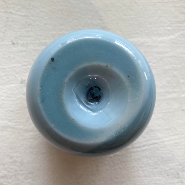 Vintage Blue and Earthy Green Glazed Ceramic Cup For Sale - Image 4 of 4