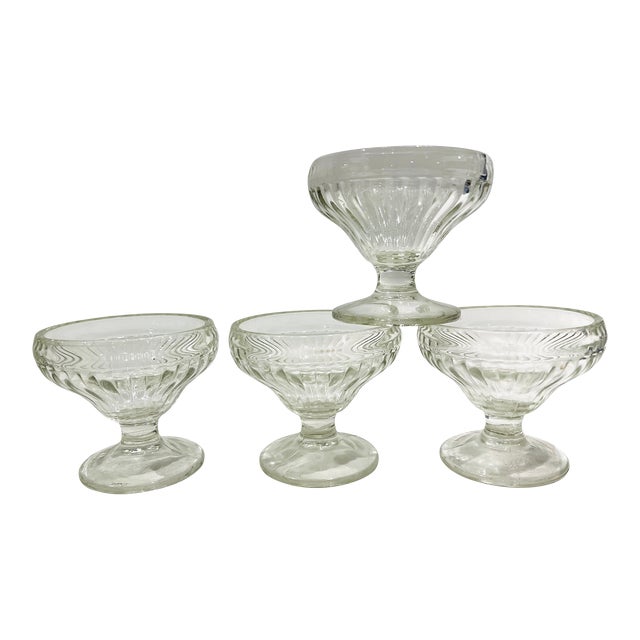Vintage Jeannette Glass Ribbed Sherbet Cups Set of 4 Tapas For Sale