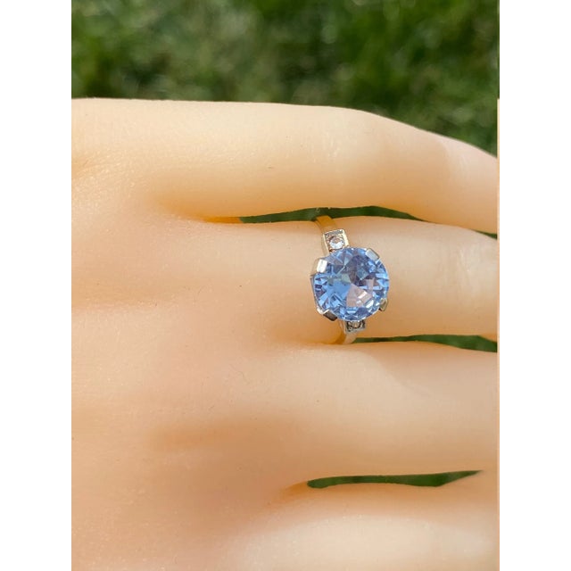 Contemporary The Eden Isle: Ladies Antique 14K White Gold Ring set with Spinel For Sale - Image 3 of 11