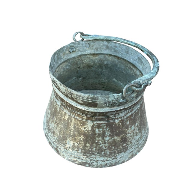 Metal Late 19th Century Antique Primitive Bucket, Cauldron or Pail With Handle For Sale - Image 7 of 12