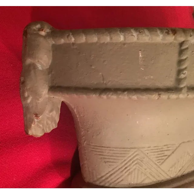 French Art Deco Cast Iron Oval Basket Form Garden Urns - A Pair For Sale - Image 4 of 13