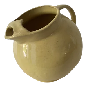 Mid Century Yellow Art Deco Balloon Shaped Pottery Pitcher