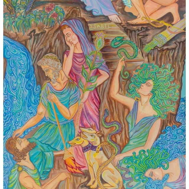 Art Nouveau Style Mythology Scene Gouache, Pr For Sale - Image 4 of 10