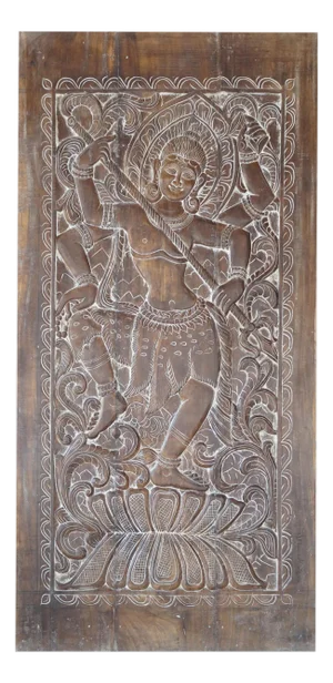 Hand-Carved Tandav Shiva Temple Door Panel – Vintage Indian Wall Art Accent 84x41