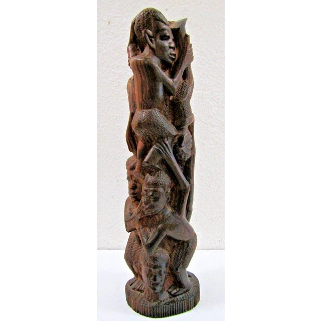 Vintage Makonde Tree of Life Ujamaa Wood Carving Sculpture For Sale - Image 4 of 17