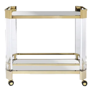 Charlevoix Acrylic & Serving Cart, Gold