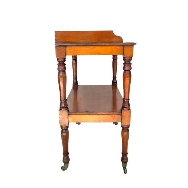 Brown English Two-Tiered Walnut Serving Trolley For Sale - Image 8 of 14