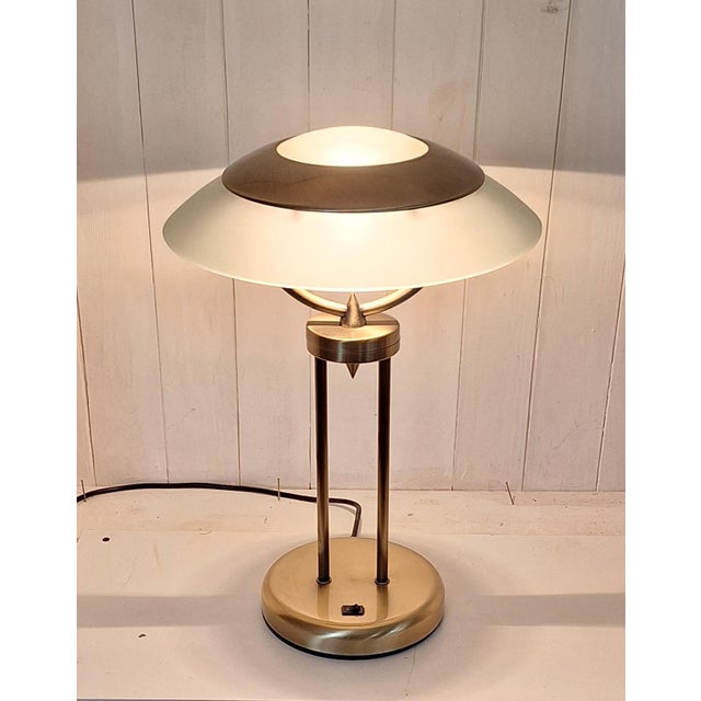 Goldenrod Vintage Table Lamp with Metal Base and Frosted Glass Shade from CK, 2000s For Sale - Image 8 of 8