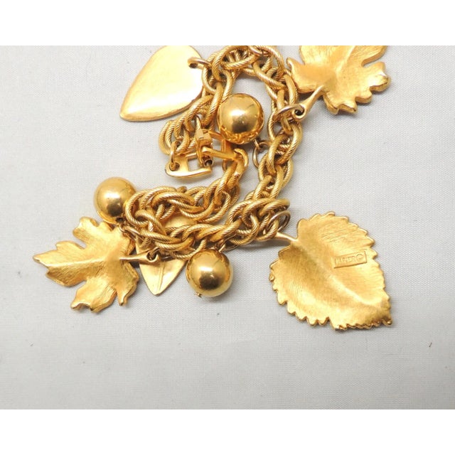 Vintage Signed Napier Goldtone Leaves Charm Bracelet For Sale In Philadelphia - Image 6 of 6