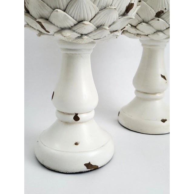 Sculptures Distressed Artichoke Finials Pair For Sale In Miami - Image 6 of 7