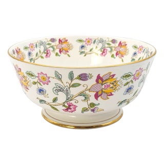 Minton Haddon Hall Bone China Bowl With Floral Motif and Gold Rim, England For Sale