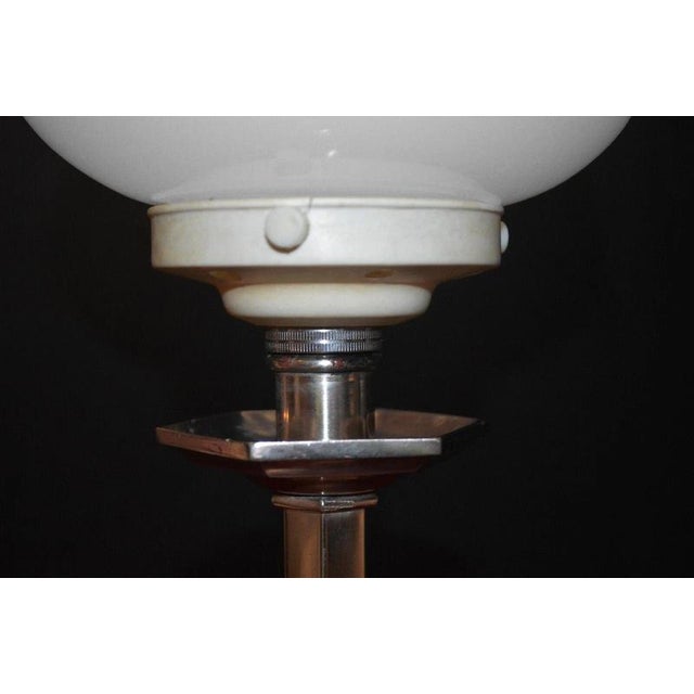 French Art Deco Silver-Plated Table Lamp with Opaline Glass Shade, 1920s For Sale - Image 11 of 18