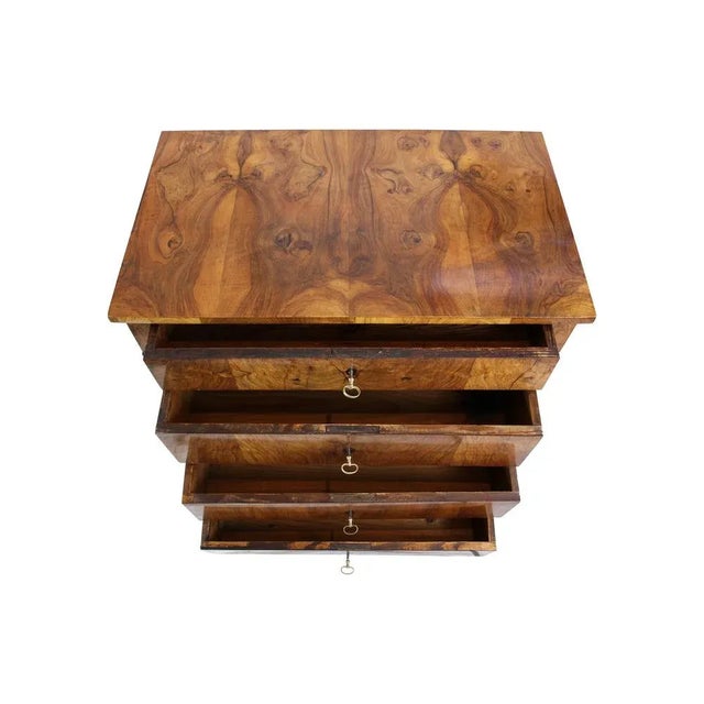 Biedermeier Chest of Drawers in Walnut For Sale - Image 4 of 10