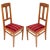 Elegant italian art nouveau side chairs with stool, in blond walnut, hand carved, wax polished. Precious two-colored...
